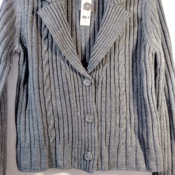 New York & Co Gray Knit Sweater Cardigan Button Front Size L - Picture 3 of 9